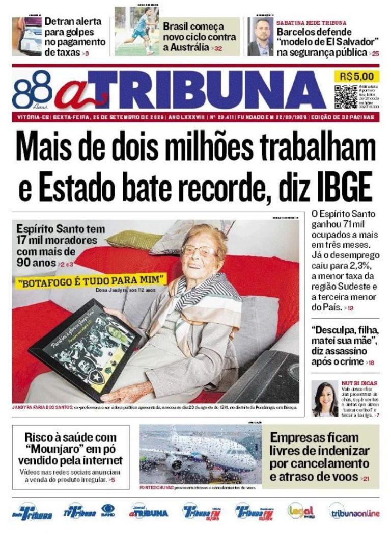 Confira os destaques do jornal A Tribuna desta sexta-feira