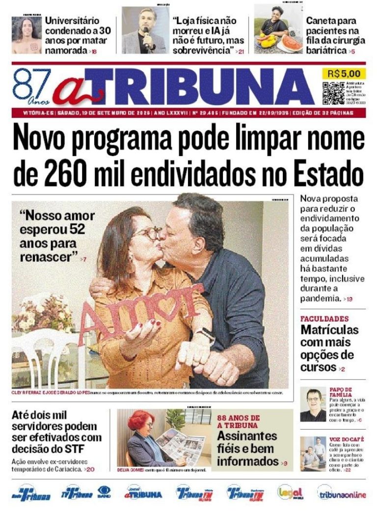 Confira os destaques do jornal A Tribuna deste sábado (19)