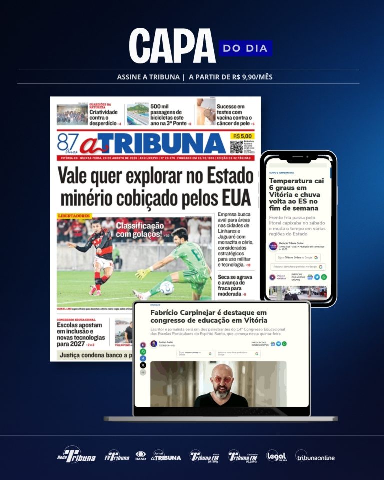 Confira os destaques do jornal A Tribuna desta quinta-feira