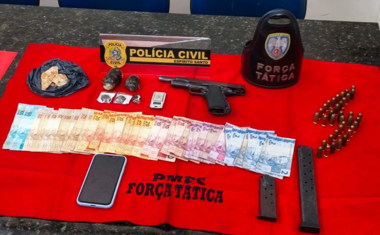 Suspeito de integrar organização criminosa é preso com arma e drogas em Itapemirim
