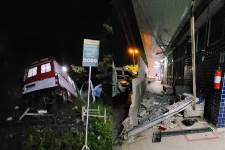 Homem tenta furtar ambulância do Samu e destrói parte de parede de hospital no Cabo