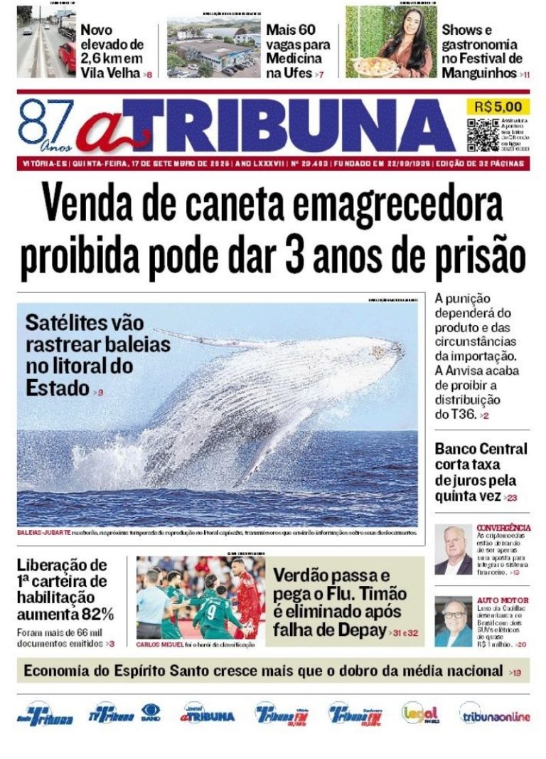 Confira os destaques do jornal A Tribuna desta quinta-feira