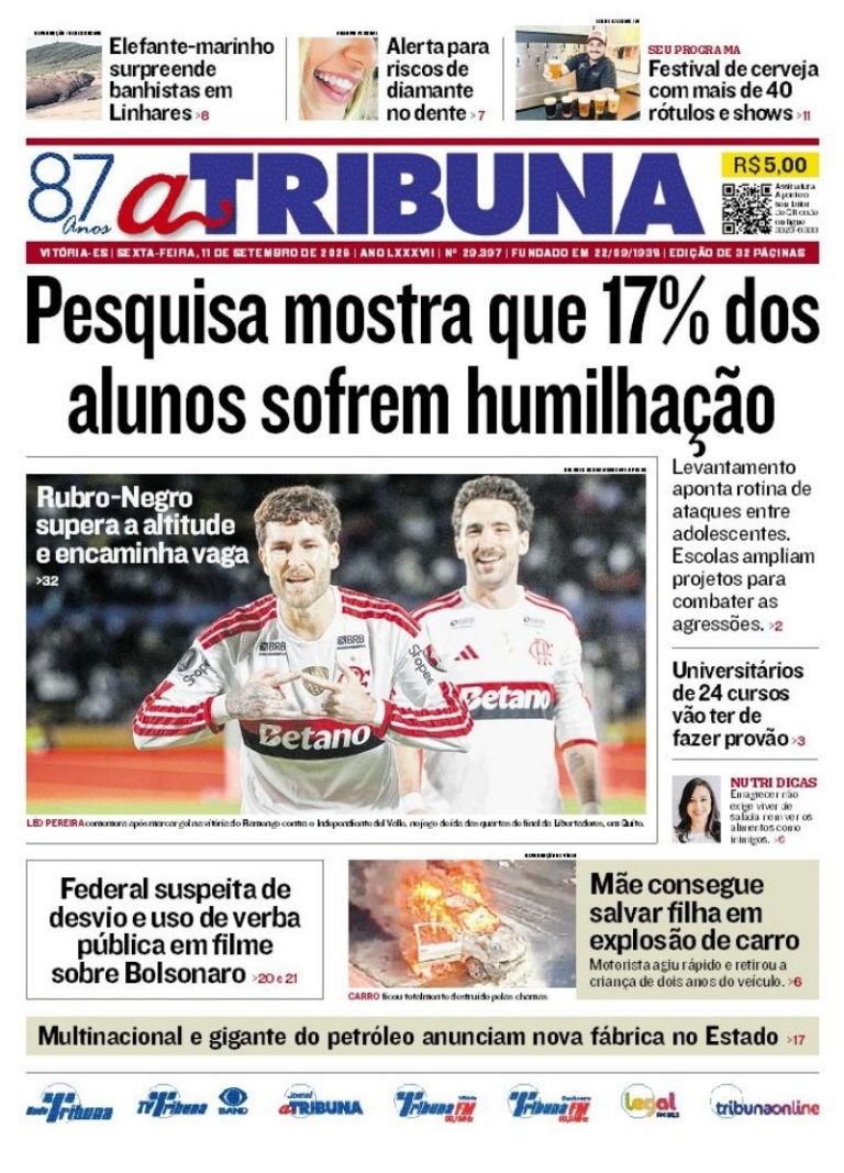 Confira os destaques do jornal A Tribuna desta sexta-feira