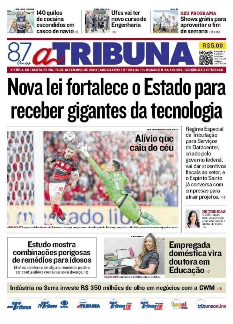 Confira os destaques do jornal A Tribuna desta sexta-feira