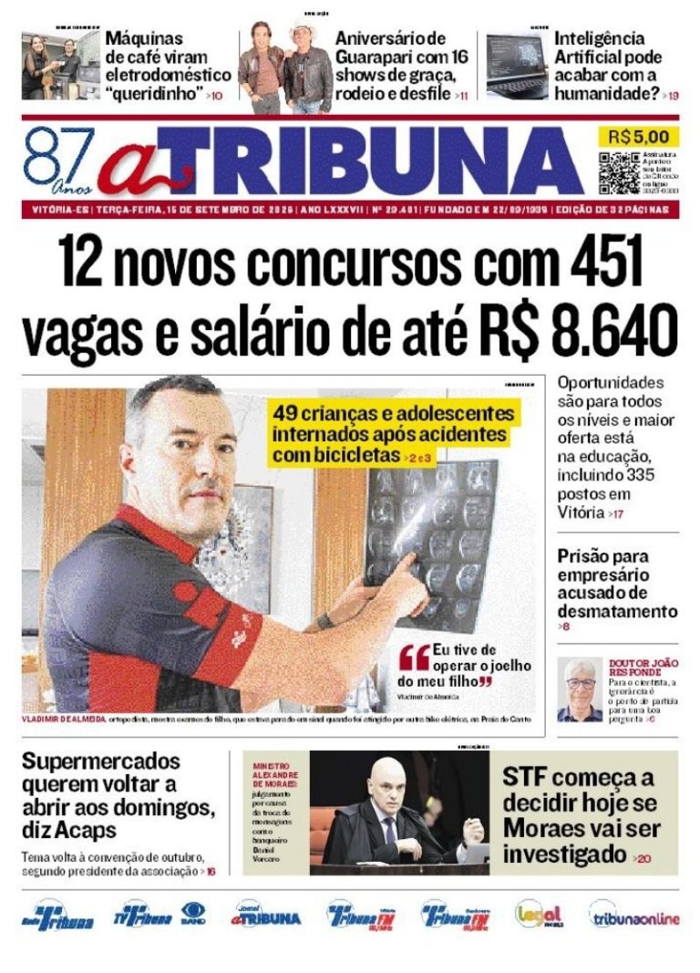 Confira os destaques do jornal A Tribuna desta terça-feira