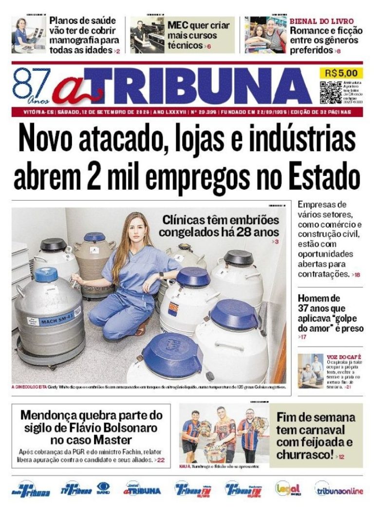 Confira os destaques do jornal A Tribuna deste sábado