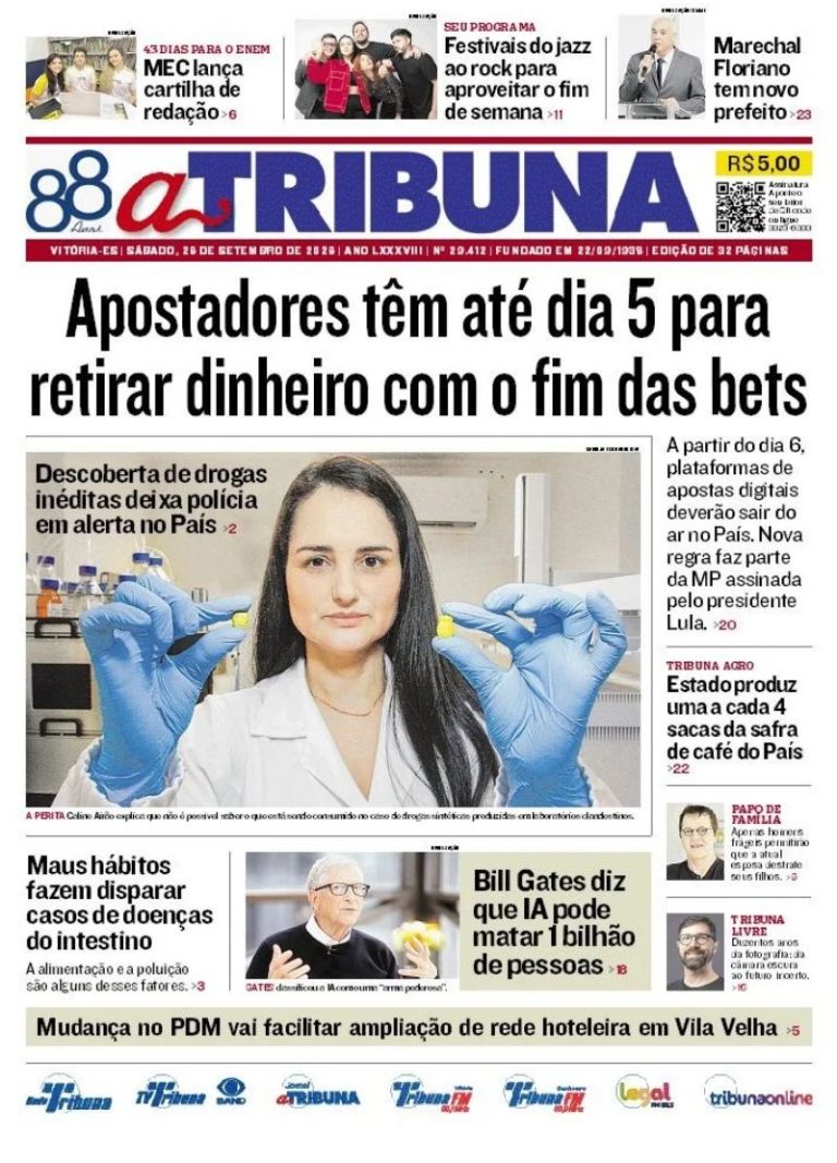 Confira os destaques do jornal A Tribuna deste sábado