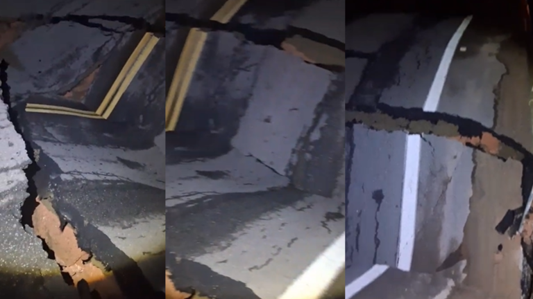 Cratera se forma em ponte de acesso ao Estaleiro Atlântico Sul em Suape
