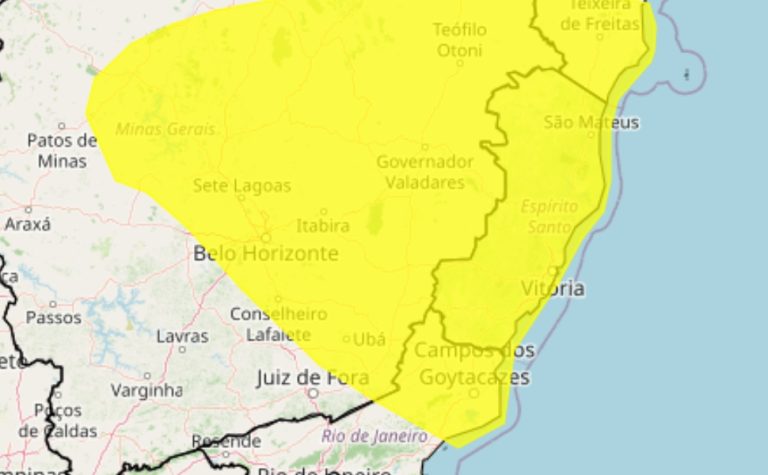 ES recebe alerta de tempestade com risco de fortes chuvas e granizo