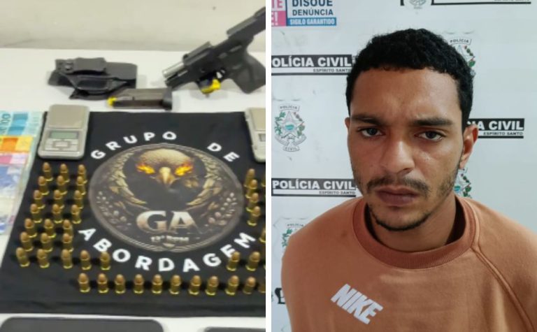 Foragido da Justiça é preso com pistola, munições e drogas no ES