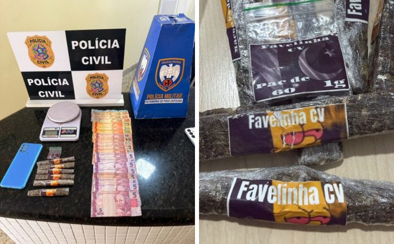 Jovem é preso e adolescente apreendido suspeitos de tráfico de drogas em Sooretama