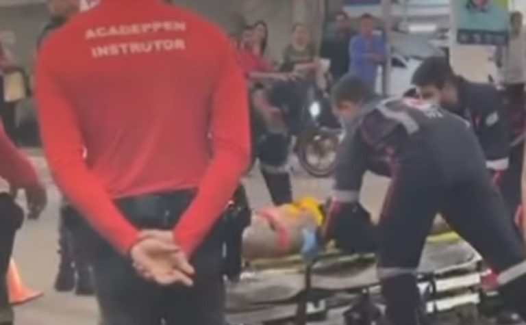 Motociclista fica ferido após colidir com viatura da Polícia Penal em Vila Velha